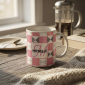 Mug Chic Monogramme Personnalisé Moderne Patchwork Ros