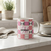 Mug Chic Monogramme Personnalisé Moderne Patchwork Ros
