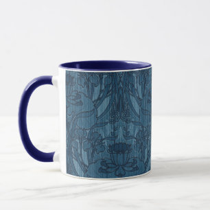 Mug Chic motif botanique Art Nouveau Iris Bleu