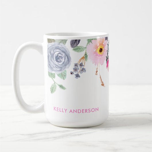 Mug Chic Motif Floral Botanique Monogrammé (Gauche)