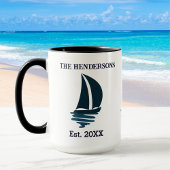 Mug Chic Navy Blue Boat Nom de famille Yacht
