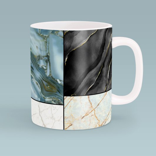 Mug Chic Noir et blanc Marbre Abstrait motif