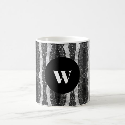Mug Chic noir et blanc ornemental Monogramme (Centre)