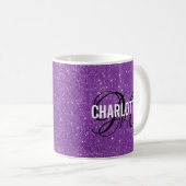 Mug Chic parties scintillant violet nom monogramme tas (Devant droit)