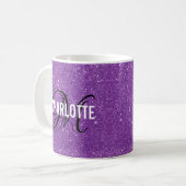 Mug Chic parties scintillant violet nom monogramme tas (Devant gauche)