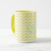 Mug Chic Pastel Yellow Teal Chevron Custom (Devant gauche)