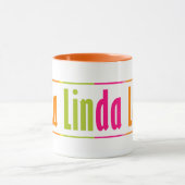 Mug Chic Personnalisé "Linda" Nom Bandes Colorées (Centre)