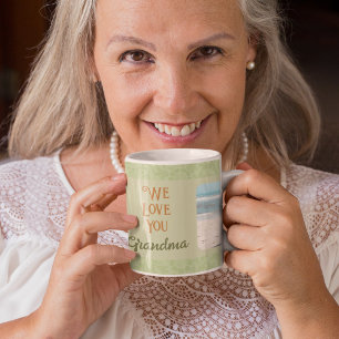 Mug Chic Photo Personnalisée Texte Grandma Cadeau Vert