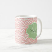 Mug Chic Pink Arched Scallops Soft Green Monogramme No (Devant droit)