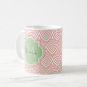 Mug Chic Pink Arched Scallops Soft Green Monogramme No (Devant gauche)