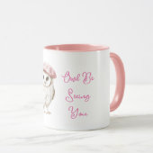 Mug Chic Pink Beret Brown White Owl Be Seeing You (Devant droit)