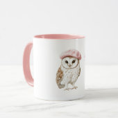 Mug Chic Pink Beret Brown White Owl Be Seeing You (Devant gauche)