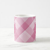 Mug Chic Pink Plaid Avec Monogramme Diagonal Moderne (Centre)
