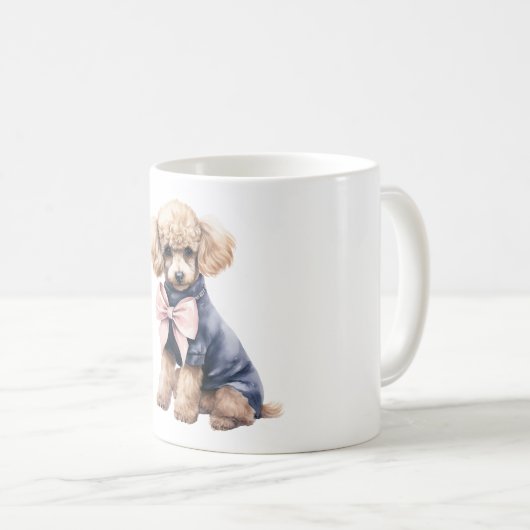 Mug Chic Poodle en rose et bleu (Devant droit)