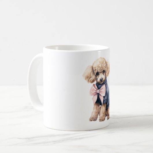 Mug Chic Poodle en rose et bleu (Devant gauche)