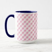 Mug chic preppy rose marine en vichy motif monogramme (Gauche)