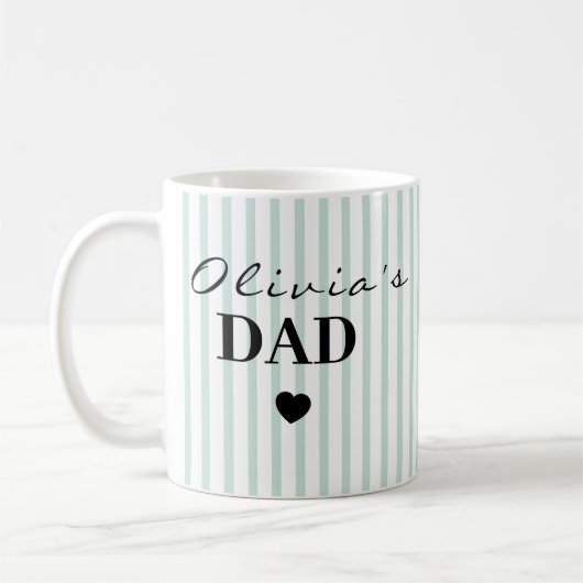 Mug chic rayé pour papa avec nom d'enfant personna (Gauche)