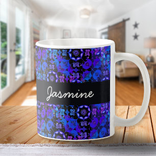 Mug Chic Rétro Bohème Groovy Bleu Violet Hippie