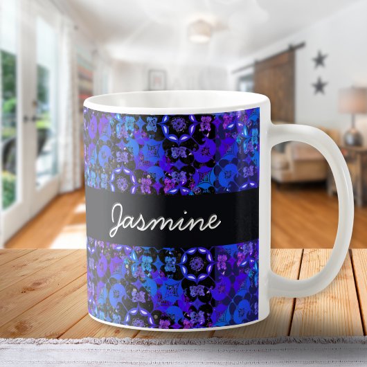 Mug Chic Rétro Bohème Groovy Bleu Violet Hippie