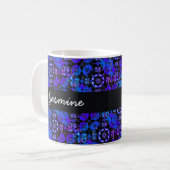 Mug Chic Rétro Bohème Groovy Bleu Violet Hippie (Devant gauche)
