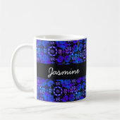 Mug Chic Rétro Bohème Groovy Bleu Violet Hippie (Gauche)