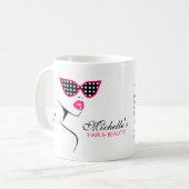 Mug Chic Retro Pink Polka Dot Lunettes de soleil Beaut (Devant gauche)