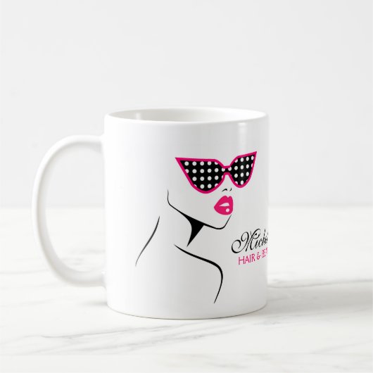 Mug Chic Retro Pink Polka Dot Lunettes de soleil Beaut (Gauche)