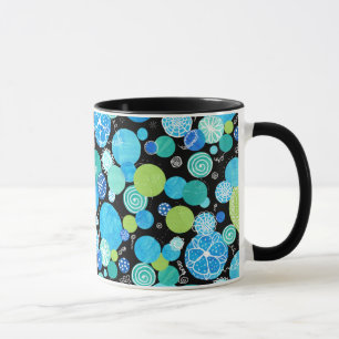 Mug Chic Ringer Mug, Quirky Blue Moons Motif