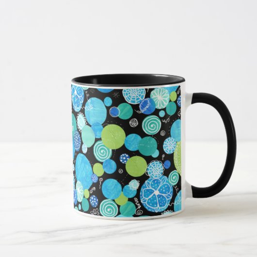 Mug Chic Ringer Mug, Quirky Blue Moons Motif (Droite)