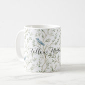 Mug Chic Romantique Oiseaux Bleus Fleurs Jolies (Devant gauche)
