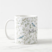 Mug Chic Romantique Oiseaux Bleus Fleurs Jolies (Gauche)