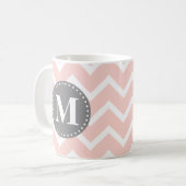 Mug Chic rose blanc gris Zigzag Chevron Monogramme (Devant gauche)