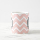 Mug Chic rose blanc gris Zigzag Chevron Monogramme (Centre)