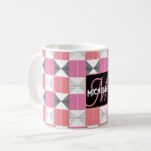 Mug CHic rose et noir moderne géométrique monogrammed (Devant gauche)