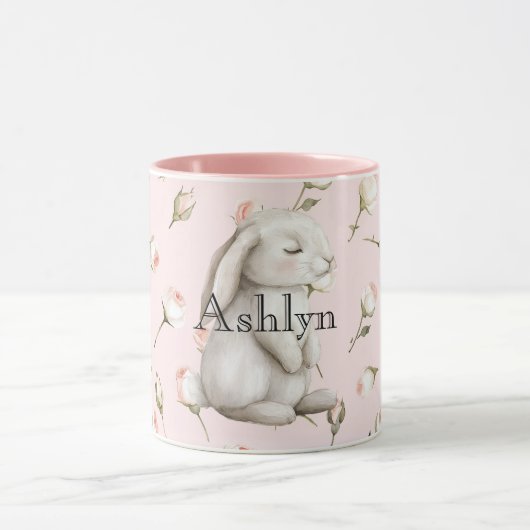 Mug Chic rose mignon lapin Rose Floral (Centre)
