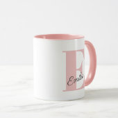 Mug Chic rose personnalisé Monogramme et nom (Devant droit)