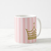 Mug Chic rose rayures et or Rose Princesse Couronne (Devant droit)
