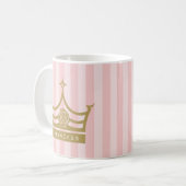 Mug Chic rose rayures et or Rose Princesse Couronne (Devant gauche)