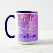 Mug Chic rose violet ombre parties scintillant gouttes (Gauche)