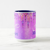 Mug Chic rose violet ombre parties scintillant gouttes (Centre)