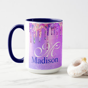Mug Chic rose violet ombre parties scintillant gouttes