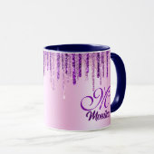 Mug Chic rose violet Unicorne Parties scintillant Driv (Devant droit)