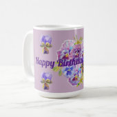 Mug Chic Shabby Chic Plutôt Violet Panseux Floral Lila (Devant gauche)