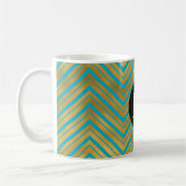 Mug Chic Turquoise Aqua Blue Gold Chevron Monogram (Gauche)