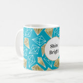Mug Chic Turquoise Aqua Blue Gold Diamonds (Devant gauche)