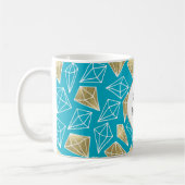 Mug Chic Turquoise Aqua Blue Gold Diamonds (Gauche)
