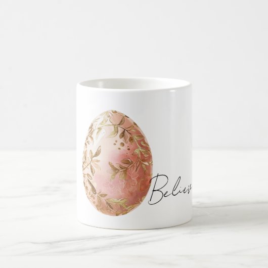 Mug Chic White Gold Leaves Pink Spring Easter Egg  (Centre)