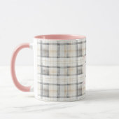 Mug Chic White Grey Plaid Stripes Monogram (Gauche)