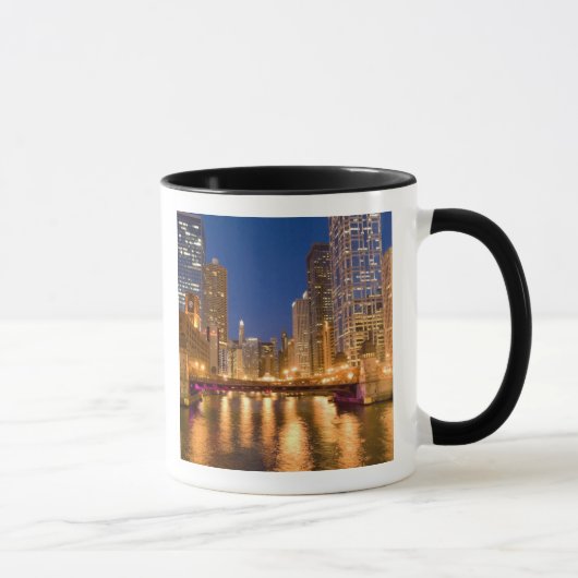 Mug Chicago, Illinois, Skyline et rivière Chicago à (Droite)