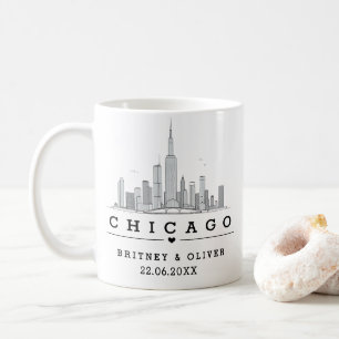 Mug Chicago Skyline – Cadeau de ville personnalisé pou